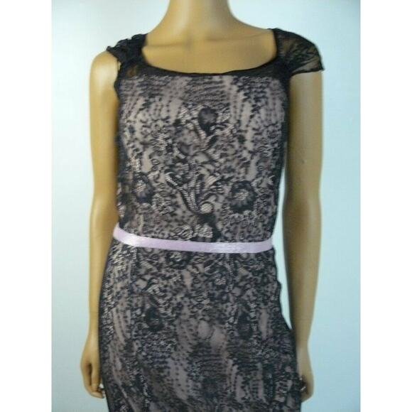 $1260 Verdin New York Black Nude Lace Pink Beaded Waist Mermaid Gown 10 NWT - Picture 6 of 11